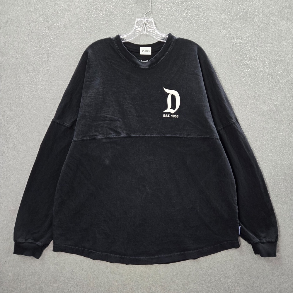 Disney Parks Women Top XL Black Spirit Jersey Oversized Long Sleeve Shirt